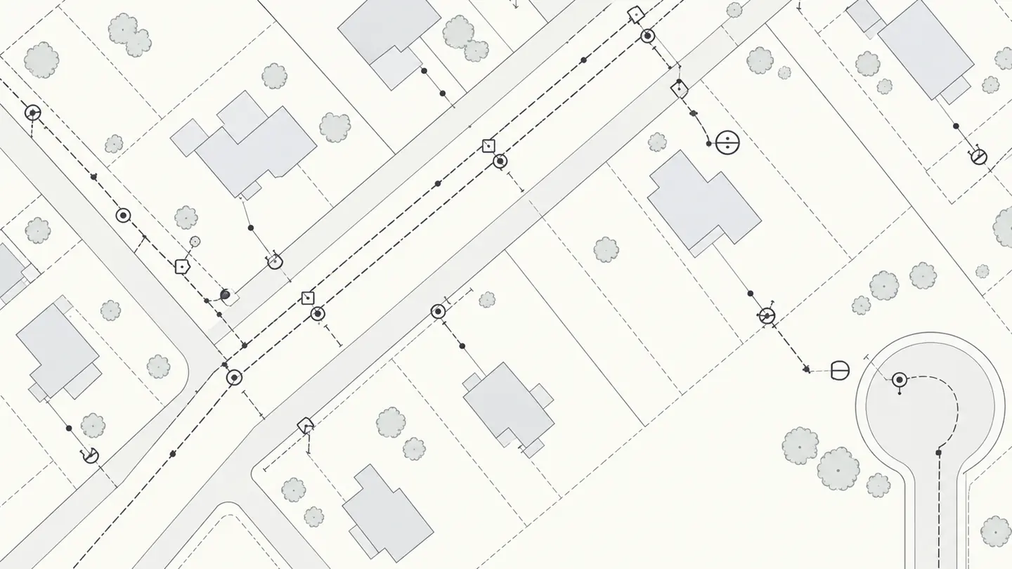 Illustrated telecom construction map used in the Map Annotator demonstration